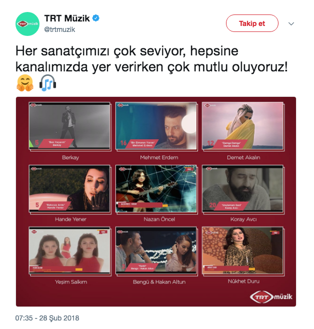 TRT'den gerçeği yansıtmayan "yasaklı şarkılar haberlerine" ilişkin kamuoyu duyurusu